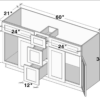 Slim Shaker Alabaster VAN60DD-3 - 4 Doors 3 Drawers Vanity Base Cabinet