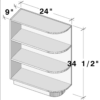 Slim Shaker Ebony BES09 - Base End Shelf Cabinet