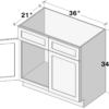 Slim Shaker Alabaster VSB36 - Vanity Base Cabinet