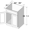European White Oak — 2 Doors Vanity Base Cabinet