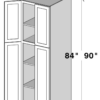 European White Oak — 90" Utility Cabinets-4 Doors 30"