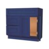 Navy Blue Shaker Vanity Sink Base Drawer Left Cabinet 36"W