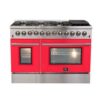 Galiano 48-inch Dual Fuel Range Stainless Steel, 8 Burners, 6.58 cu.ft. Double Ovens-RED