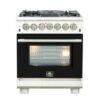 Capriasca 30-inch Dual Fuel Range Stainless Steel, 5 Burners, 4.32 cu.ft. True Convection Oven-BLK