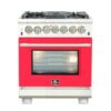 Capriasca 30-inch Dual Fuel Range Stainless Steel, 5 Burners, 4.32 cu.ft. True Convection Oven-RED