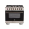 Capriasca 36-inch Dual Fuel Range Stainless Steel, 6 Burners, 5.36 cu.ft. True Convection Oven-BLK