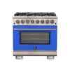Capriasca 36-inch Dual Fuel Range Stainless Steel, 6 Burners, 5.36 cu.ft. True Convection Oven-BLU