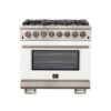 Capriasca 36-inch Dual Fuel Range Stainless Steel, 6 Burners, 5.36 cu.ft. True Convection Oven-WHT