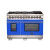 Capriasca 48-inch Dual Fuel Range Stainless Steel, 8 Brass Burners, 6.58 cu.ft. Double Ovens-BLU