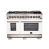 Capriasca 48-inch Dual Fuel Range with set of white doors, 8 Brass Burners, 6.58 cu.ft. Double Ovens