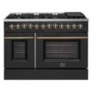 Galiano 48-inch Dual Fuel Range Black & Antique Brass Design with 8 Sealed Burners 107