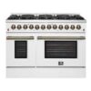 Galiano 48-inch Dual Fuel Range White & Antique Brass Design with 8 Sealed Burners 107