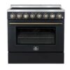 Forno Paolo 36 Inch Black Freestanding Electric Range, Stainless Steel, 5.44 cu.ft., True Convection