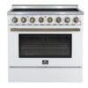 Forno Paolo 36 Inch White Freestanding Electric Range, Stainless Steel, 5.44 cu.ft., True Convection
