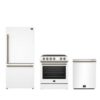 FORNO Premium 3-Piece Kitchen Bundle - Leonardo Espresso 30" White Range, 31" White Bottom Freezer