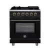 Massimo 30-inch Gas Range in Black , 5 burners, 68,000 BTU, 4.32 cu. ft., Air Fryer, Griddle