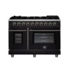 Massimo 48-inch Gas Range Black, 8 burners, 107,000 BTU, 6.58 cu. ft., Air Fryer, Griddles