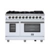 Massimo 48-inch Gas Range White, 8 burners, 107,000 BTU, 6.58 cu. ft., Air Fryer, Griddles