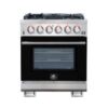 Capriasca 30-inch Gas Range Stainless Steel, 5 Brass Burners 100,000 BTU, 4.32 cu.ft. Oven-BLK