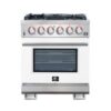 Capriasca 30-inch Gas Range Stainless Steel, 5 Brass Burners 100,000 BTU, 4.32 cu.ft. Oven-WHT