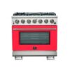 Capriasca 36-inch Gas Range Stainless Steel, 6 Brass Burners 120,000 BTU, 5.36 cu.ft. Oven-RED