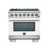 Capriasca 36-inch Gas Range Stainless Steel, 6 Brass Burners 120,000 BTU, 5.36 cu.ft. Oven-WHT