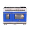 Capriasca 48-inch Gas Range Stainless Steel, 8 Brass Burners 160,000 BTU, 6.58 cu.ft. Double Oven-BLU