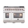 Capriasca 48-inch Gas Range Stainless Steel, 8 Brass Burners 160,000 BTU, 6.58 cu.ft. Double Oven-WHT