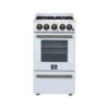 Lamazze 20 Inch Gas Range in White, 4 Sealed Burners, 21,200 BTU, 2.05 cu. ft. Oven