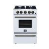 Breno 24 Inch Gas Range in White, 4 Sealed Burners, 2.3 cu.ft Convection Oven with Air-Fryer
