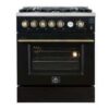 Giovanni 30-inch Gas Range Black & Antique Brass Design