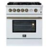 Giovanni 30-inch Gas Range White & Antique Brass Design