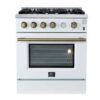 Marco 30-inch Gas Range White & Antique Brass Design