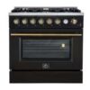Marco 36-Inch Gas Range Black & Antique Brass Design