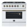 Marco 36-Inch Gas Range White & Antique Brass Design