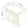 Shaker Cotton Oak - 2 Doors 2 Drawers Vanity Base Cabinet