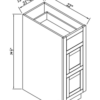 Inset Truffle Brown - Vanity Drawer Base Cabinet