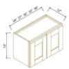 Shaker Natural Wood - 12" Double Doors Wall Cabinet