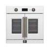 Forno Asti 30-Inch French Door Electric Wall Oven in White & Antique Brass