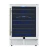 Forno Bacchino 24 Inch Wine Cooler in White, Antique Brass Handles, Triple Glass Door, 51 Bottles