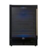 Forno Frescolino 24 Inch Beverage Cooler in Black, Antique Brass Handles, Triple Glass Door, 188 Can