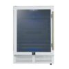 Forno Frescolino 24 Inch Beverage Cooler in White, Antique Brass Handles, Triple Glass Door, 188 Can