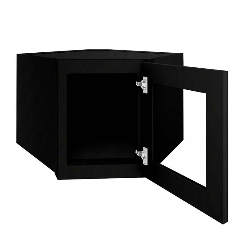 Craftsman Black Shaker Wall Diagonal Beveled Glass Door with Finished Interior