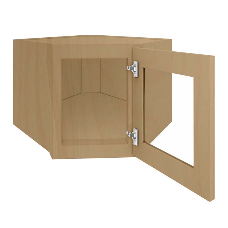 Craftsman Natural Shaker Wall Diagonal Beveled Glass Door with Finished Interior