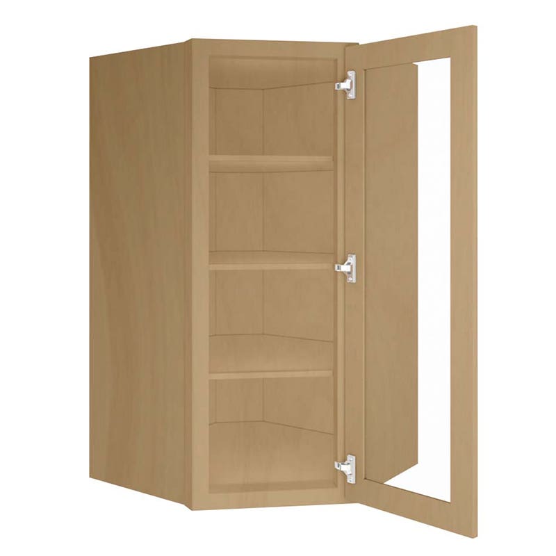 Craftsman Natural Shaker Wall Diagonal Open Frame Glass Door Cabinet 27"W x 42"H x 15"D