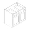 Mocha Shaker Vanity Sink Base Cabinet with Drawers 42"