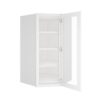 White Shaker Elite Wall Diagonal Glass Door Cabinet with Finished Interior 27" x 42"