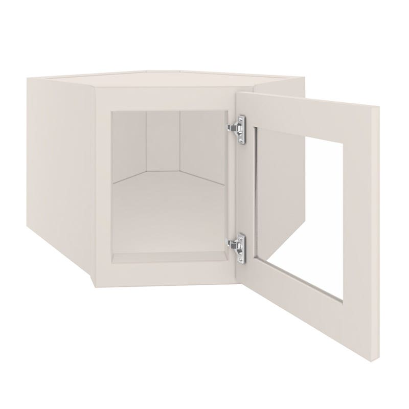 York Linen Wall Diagonal Beveled Glass Door with Finished Interior