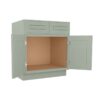 Craftsman Lily Green Shaker Vanity Sink Base 2 Doors 2 False Drawers