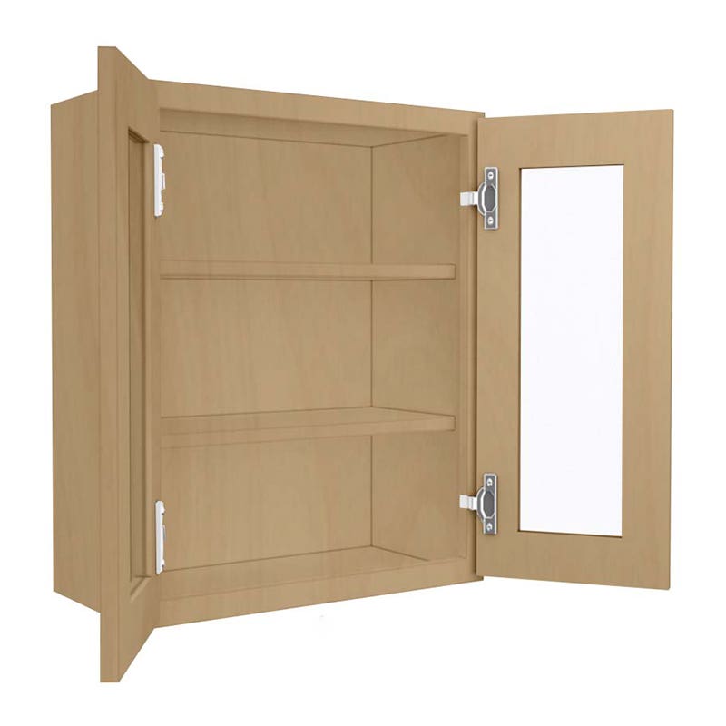 Craftsman Natural Shaker Wall Open Frame Glass 2 Doors